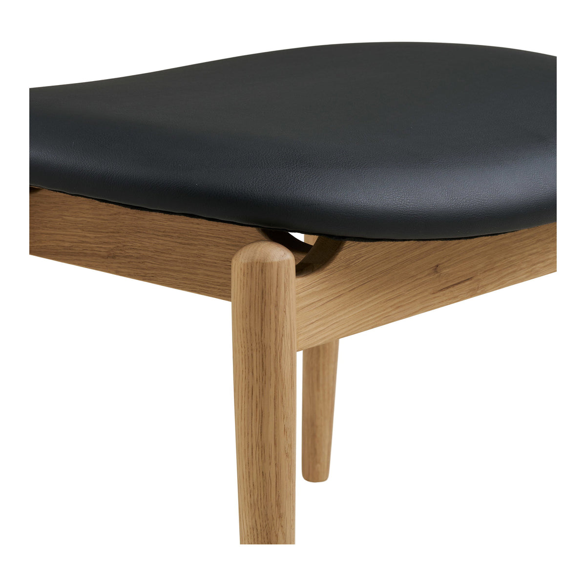 Voetenbank Olvera – eikenhout en PU, naturel met zwart, zithoogte 38 cm