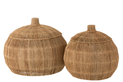 Set 2 Baskets Dantya Ball Jute Natural