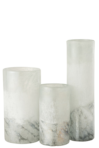 Vase Scavo Cylinder Glass Grey Large