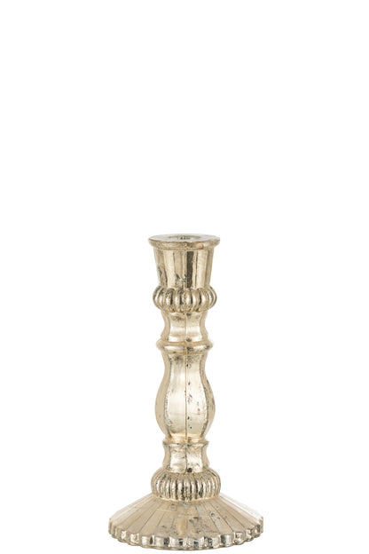 Candle Holder Oriental Glass Silver Large