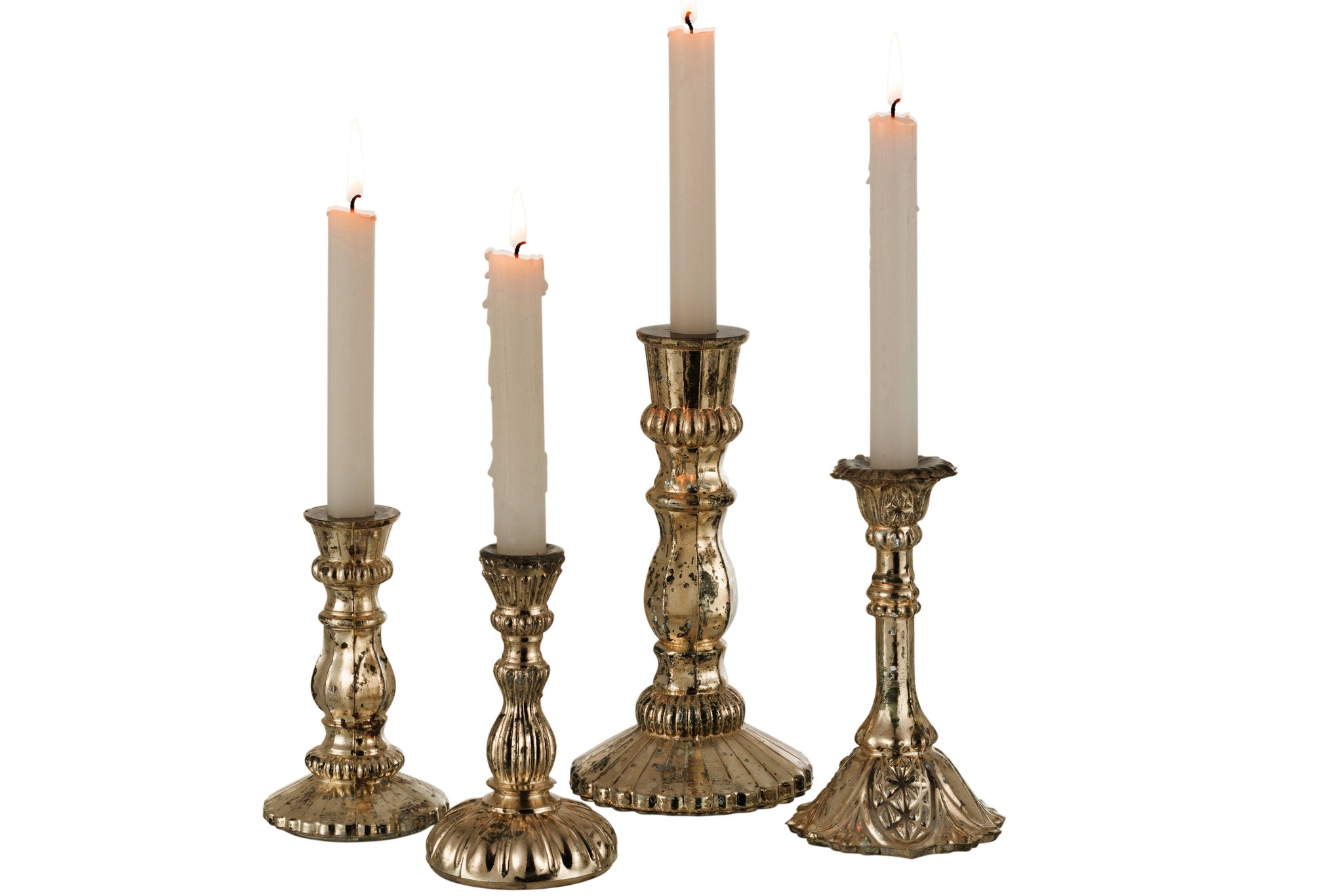 Candle Holder Oriental Glass Silver Large