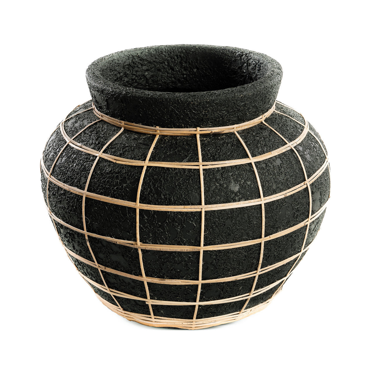 Die Belly Vase - Schwarz Natur - L
