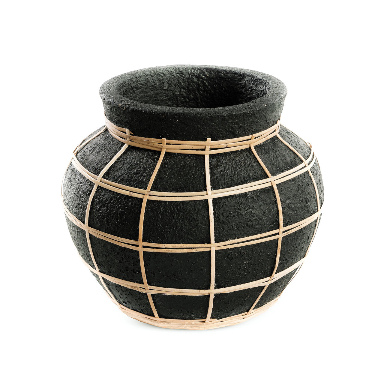 Die Belly Vase - Schwarz Natur - S