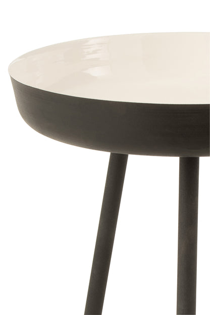 Set Of 3 Sidetables Metal Black/White