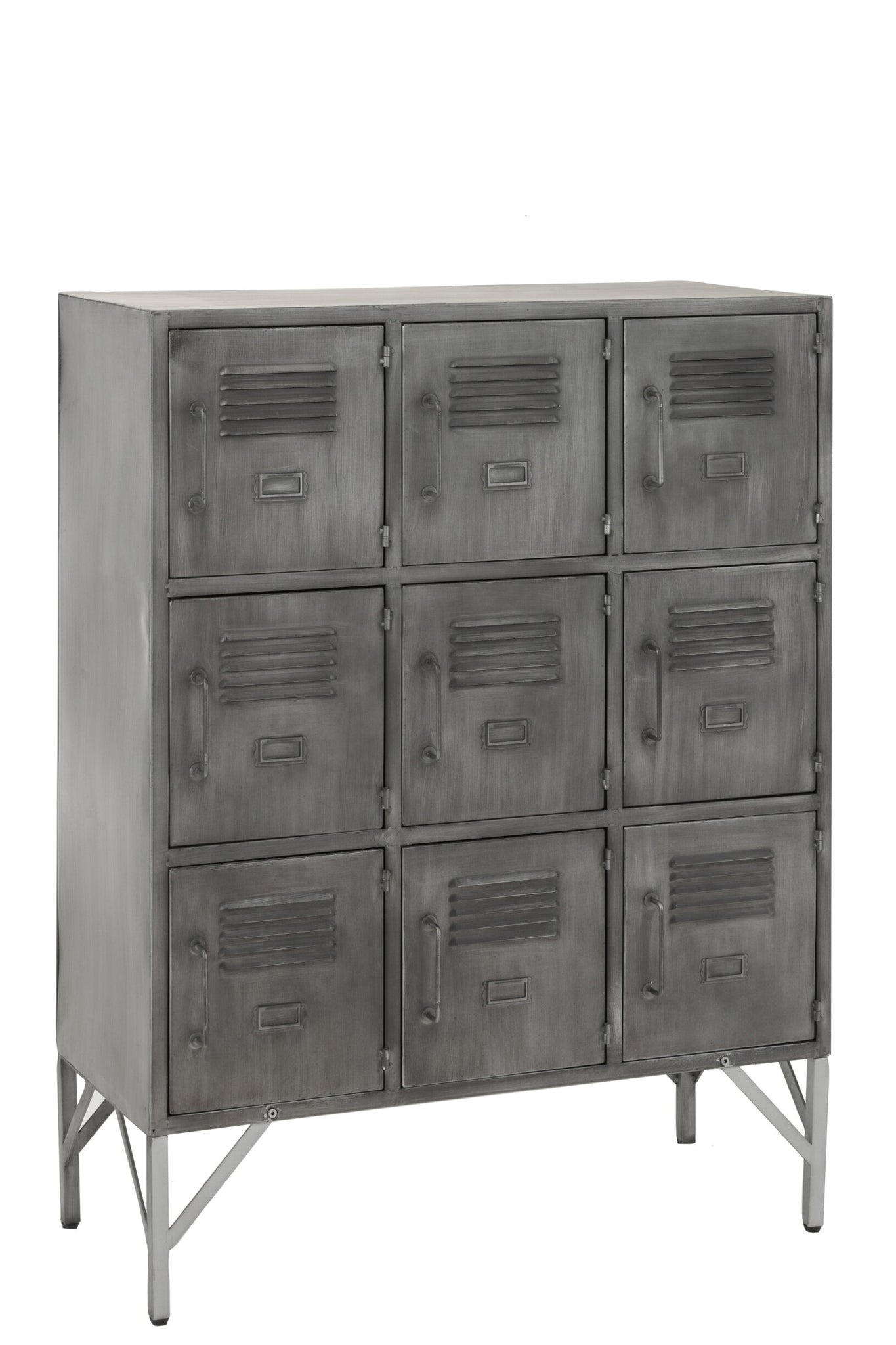 Schrank 9 Türen – Metall, silber, 86x41x114 cm