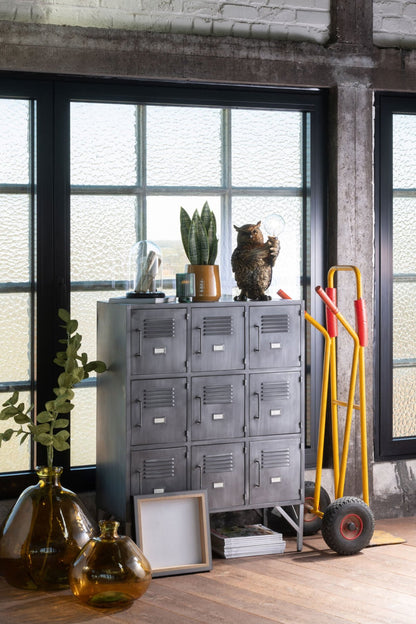 Schrank 9 Türen – Metall, silber, 86x41x114 cm