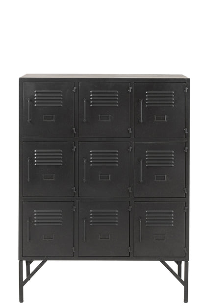 Cupboard 9Doors Metal Black