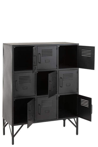 Cupboard 9Doors Metal Black