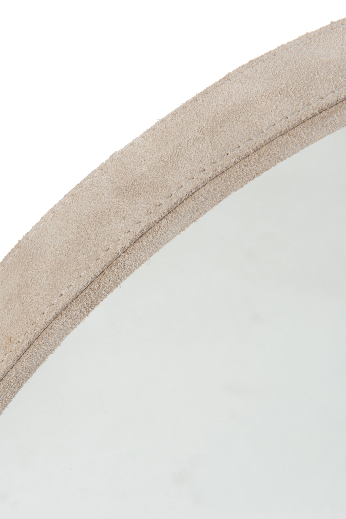 Mirror Round Leather Beige Small