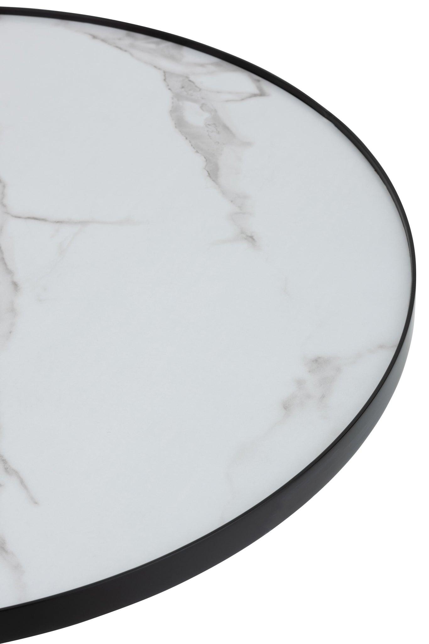 Runder Couchtisch aus MDF/Eisen, schwarz/weiß marmoriert