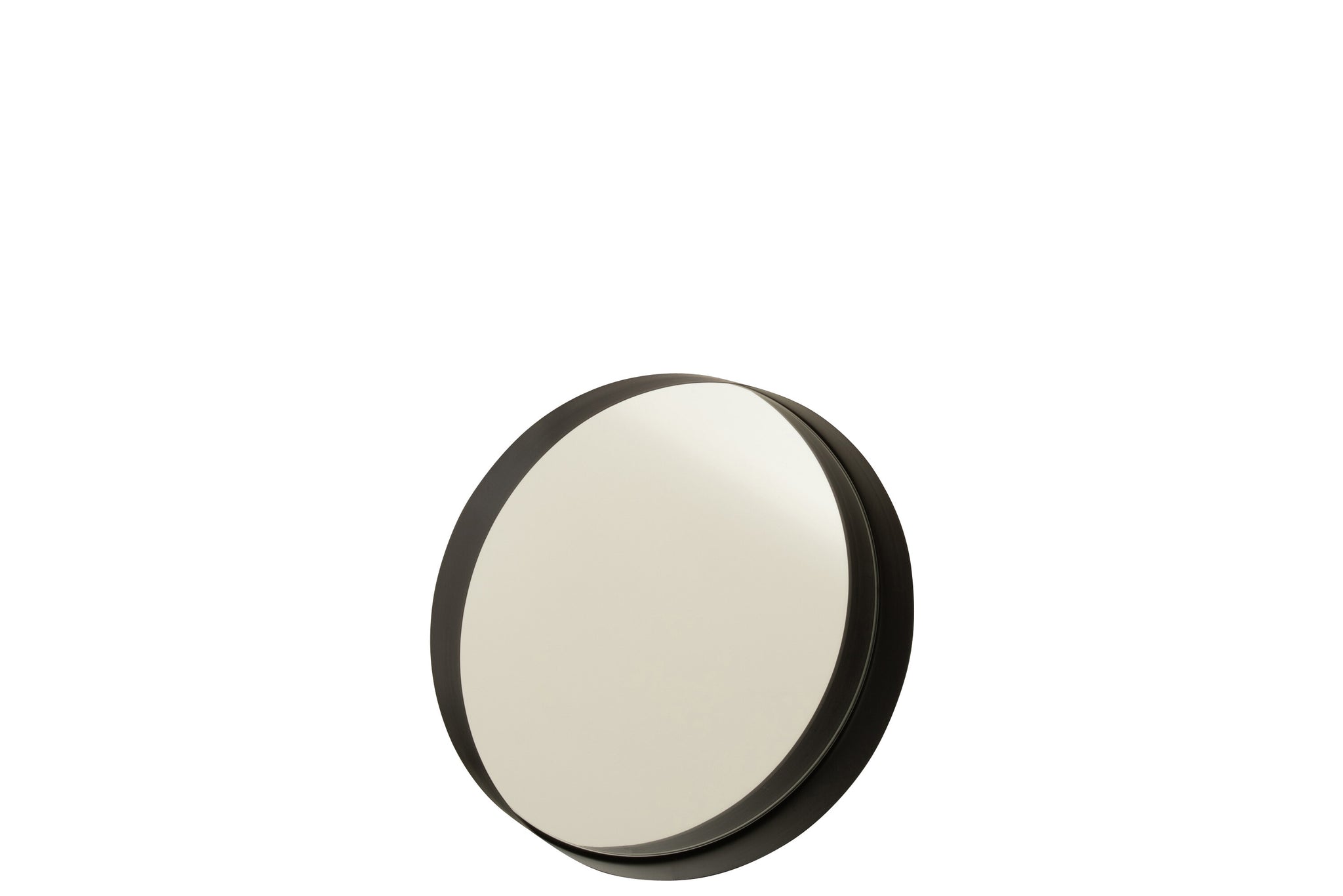 Mirror Round Border Metal Black Small