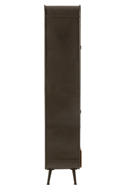 Closet High 3 Drawers Metal/Wood Black/Natural