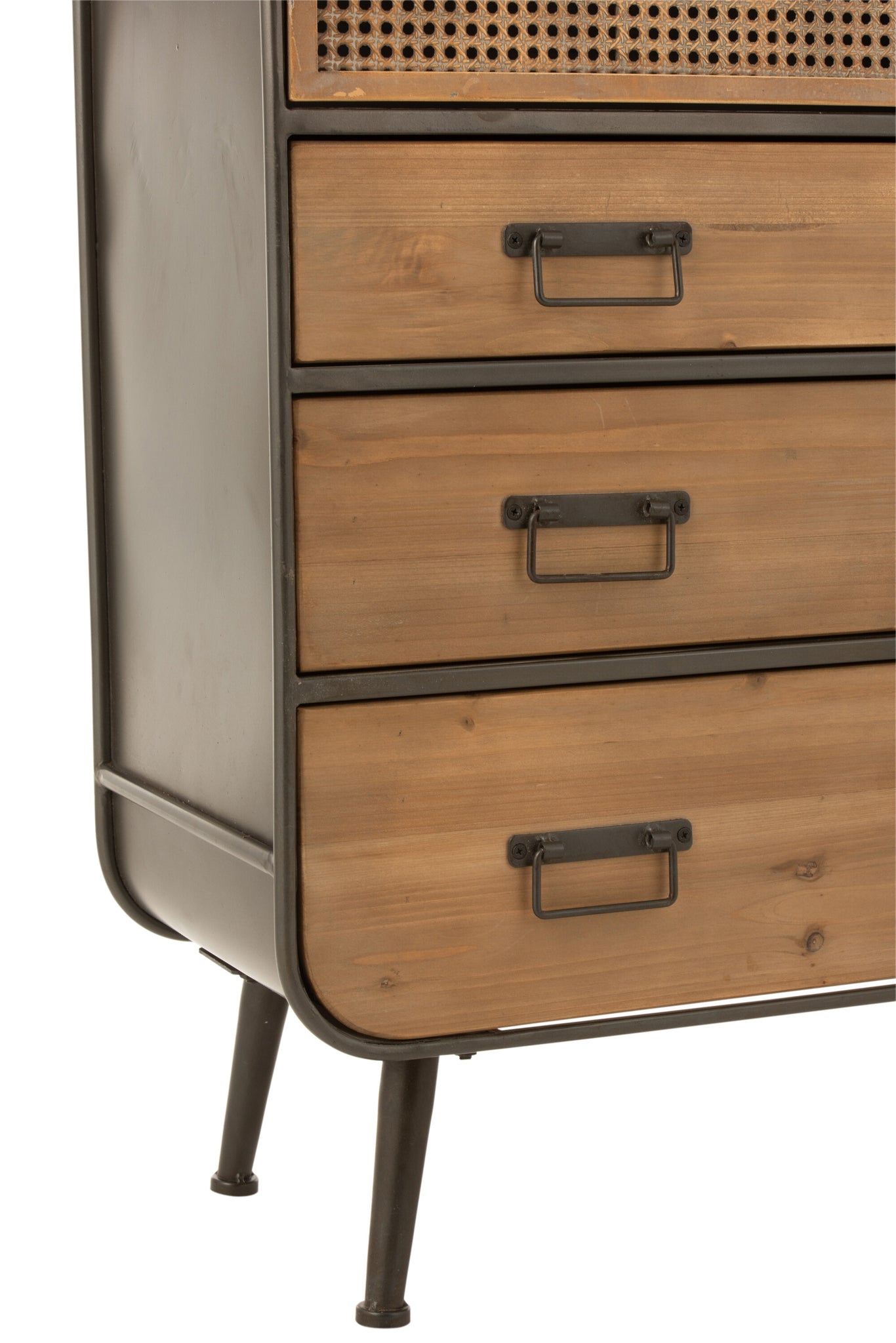 Closet High 3 Drawers Metal/Wood Black/Natural