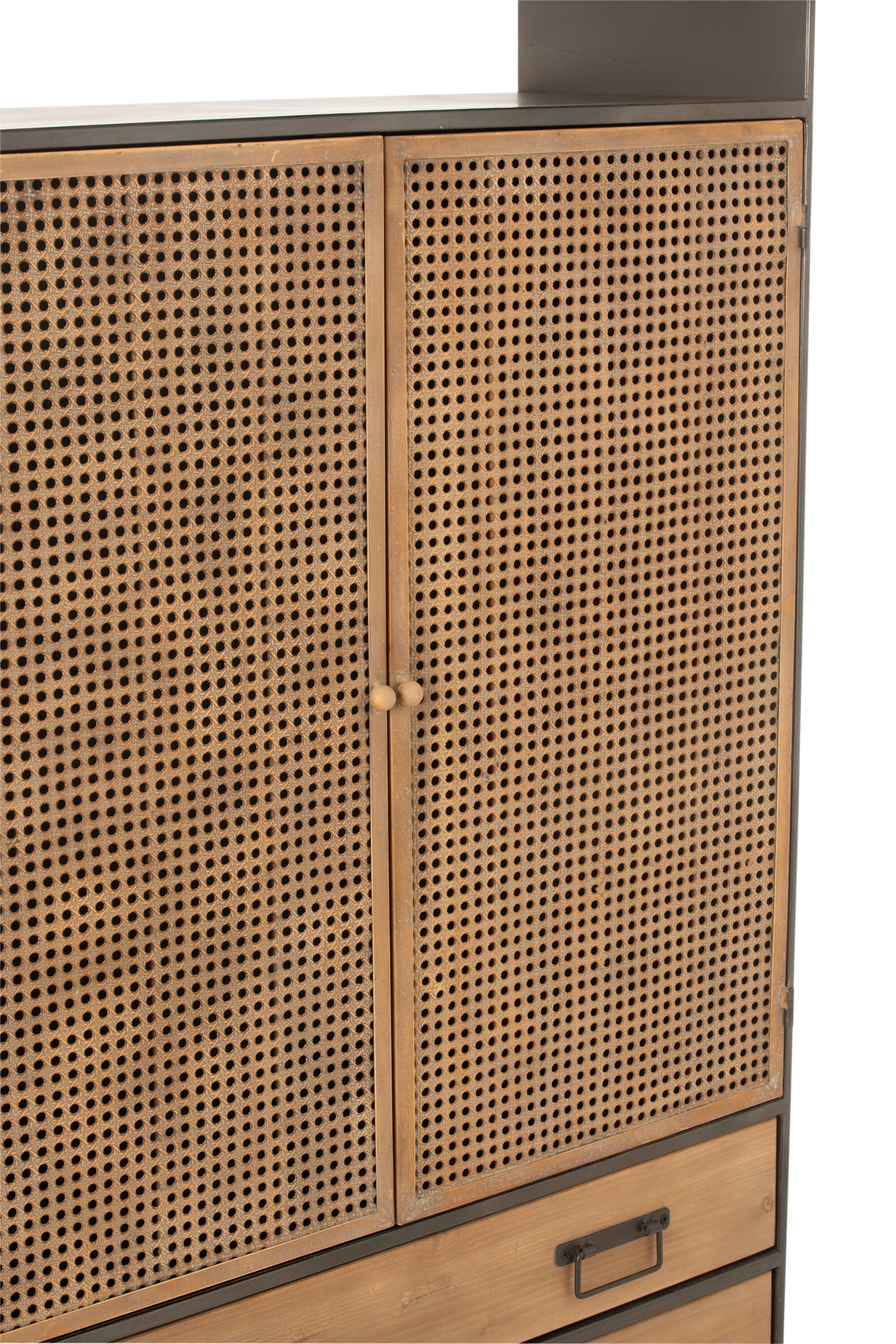 Closet High 3 Drawers Metal/Wood Black/Natural