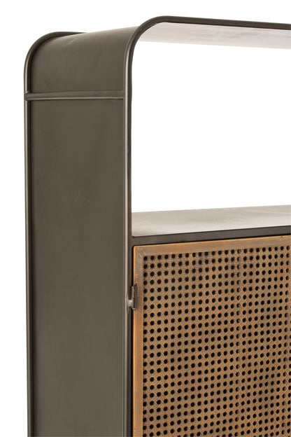 Closet High 3 Drawers Metal/Wood Black/Natural