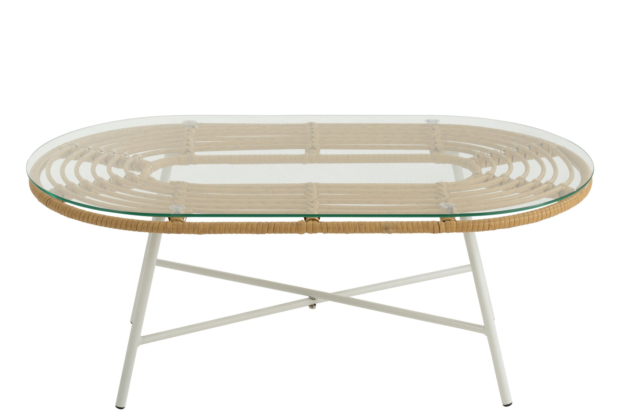 Table Low Oval Outdoors Met/Glass Natural/White