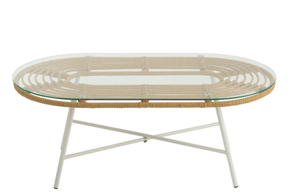 Table Low Oval Outdoors Met/Glass Natural/White