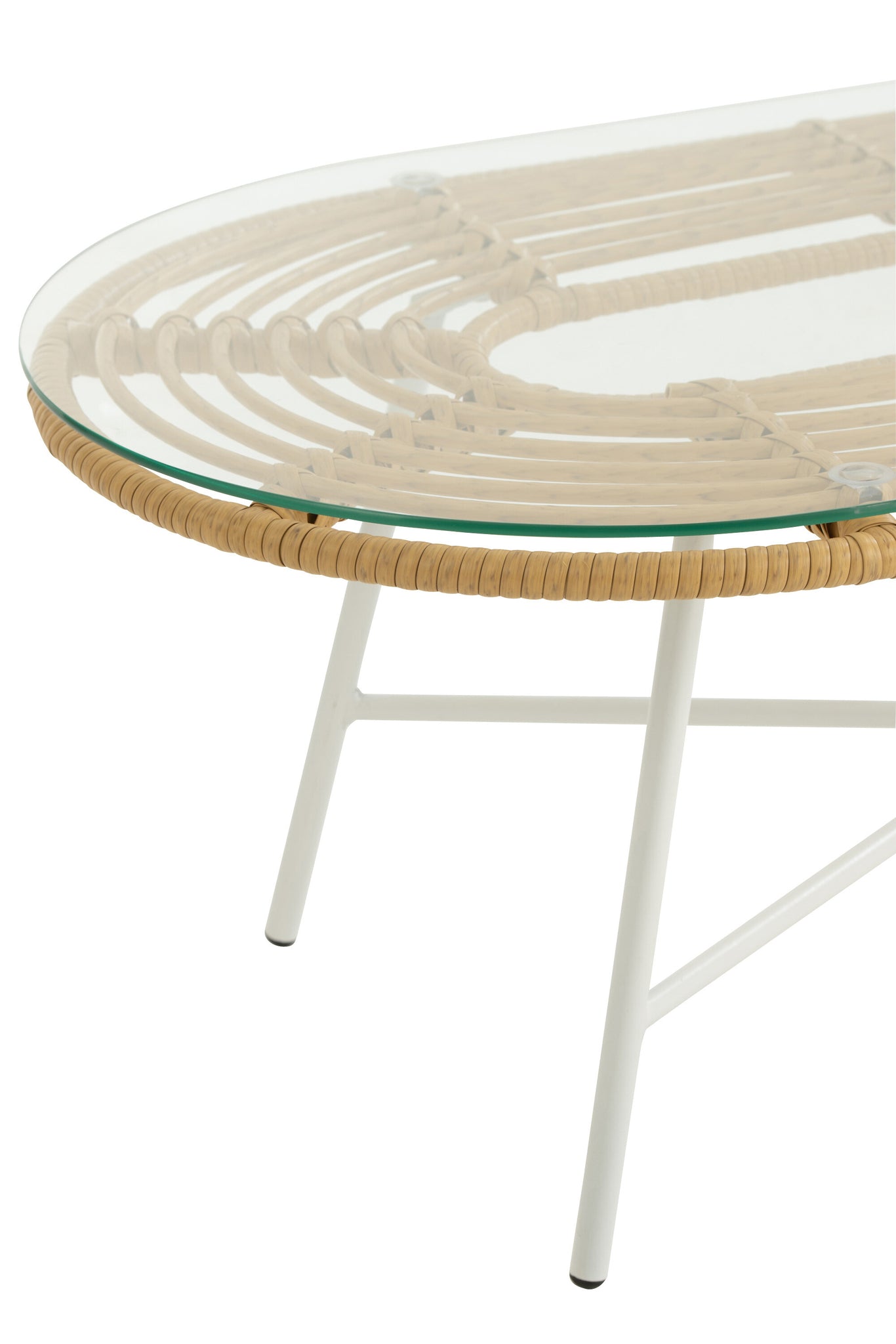 Table Low Oval Outdoors Met/Glass Natural/White