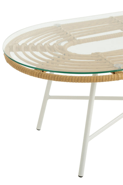 Table Low Oval Outdoors Met/Glass Natural/White