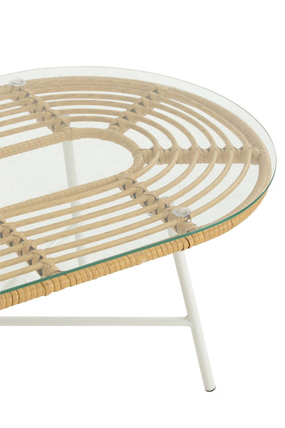Table Low Oval Outdoors Met/Glass Natural/White