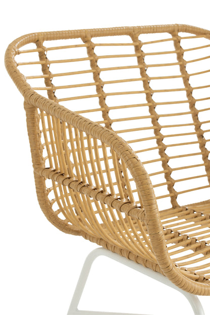 Chair Rachelle Outdoors Met/Rattan Natural/White