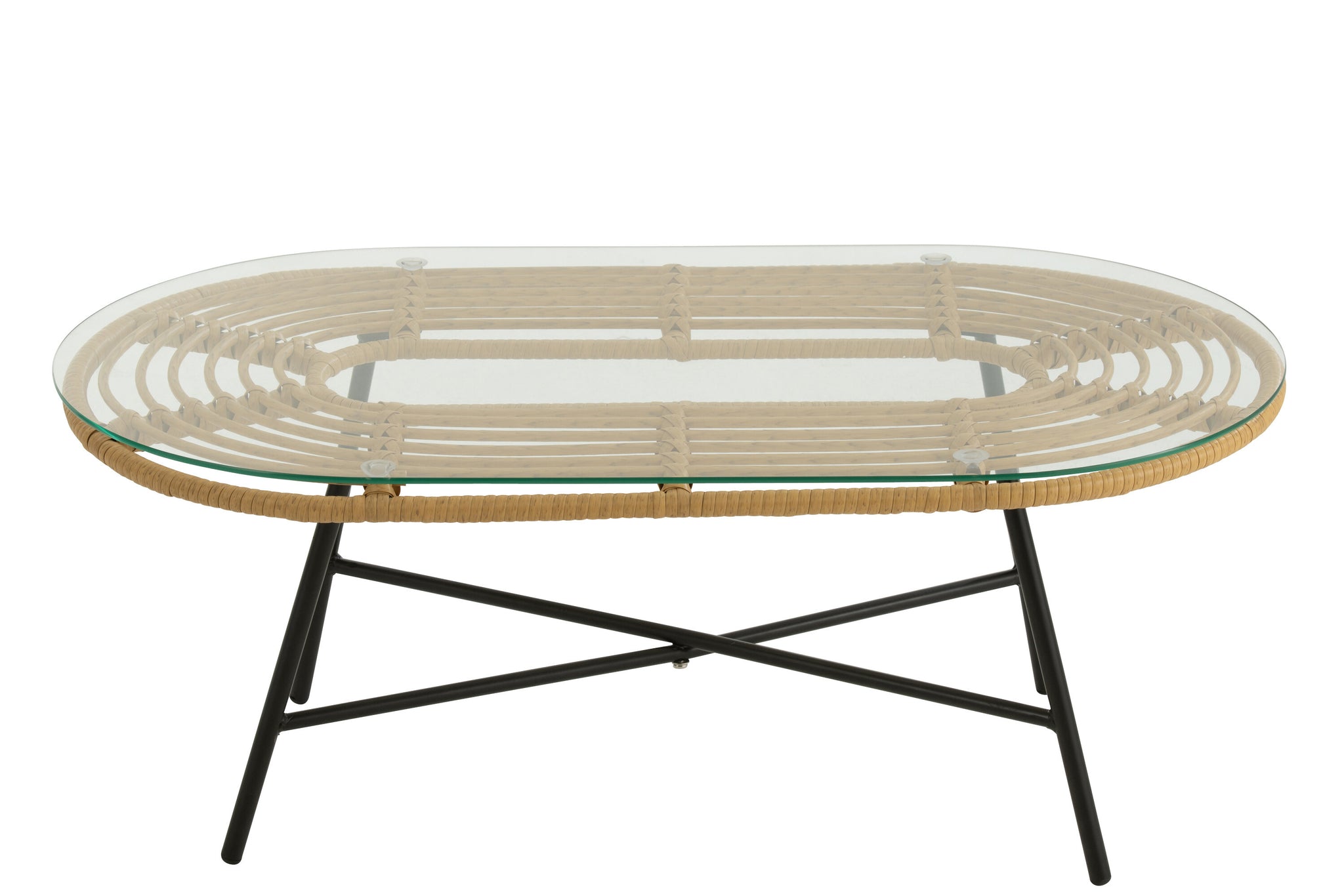 Table Low Oval Outdoors Met/Glass Natural/Black