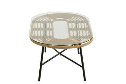 Table Low Oval Outdoors Met/Glass Natural/Black