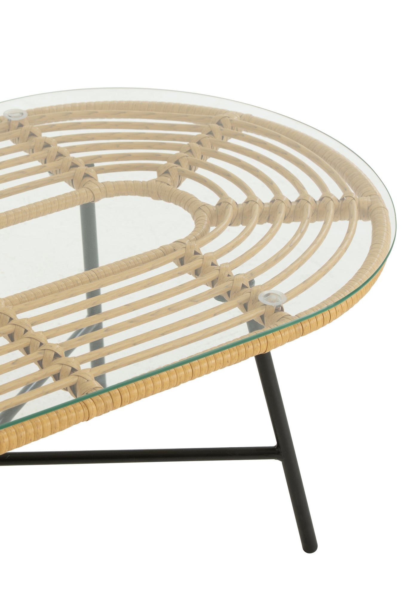 Table Low Oval Outdoors Met/Glass Natural/Black