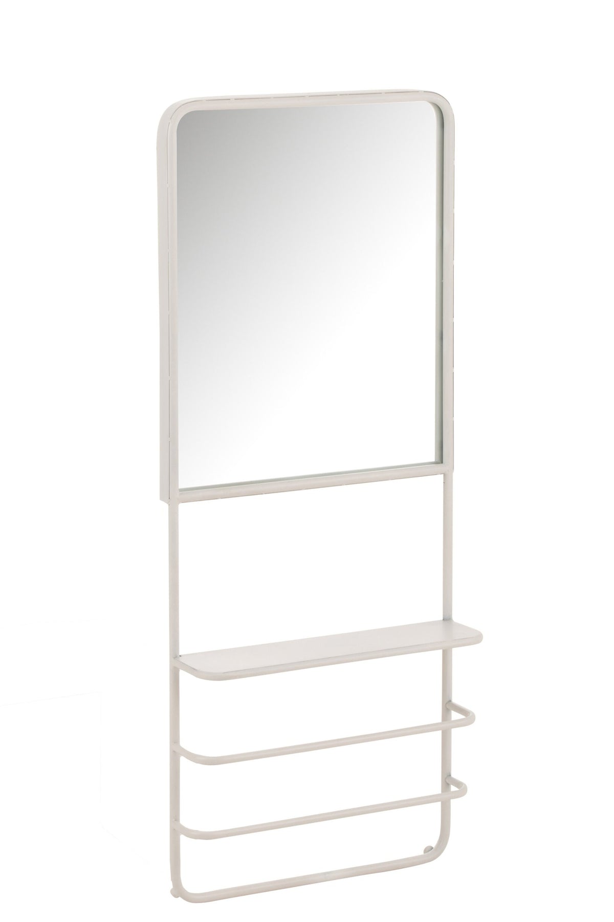Wandregal mit Spiegel – Metall und Glas, weiß, 40x12,5x100 cm