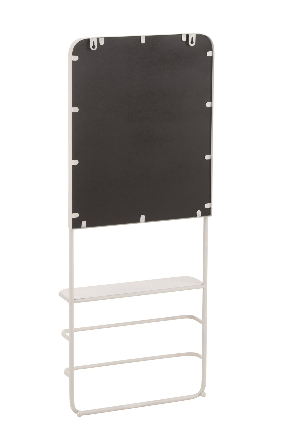 Wandregal mit Spiegel – Metall und Glas, weiß, 40x12,5x100 cm