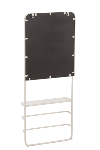 Wandregal mit Spiegel – Metall und Glas, weiß, 40x12,5x100 cm