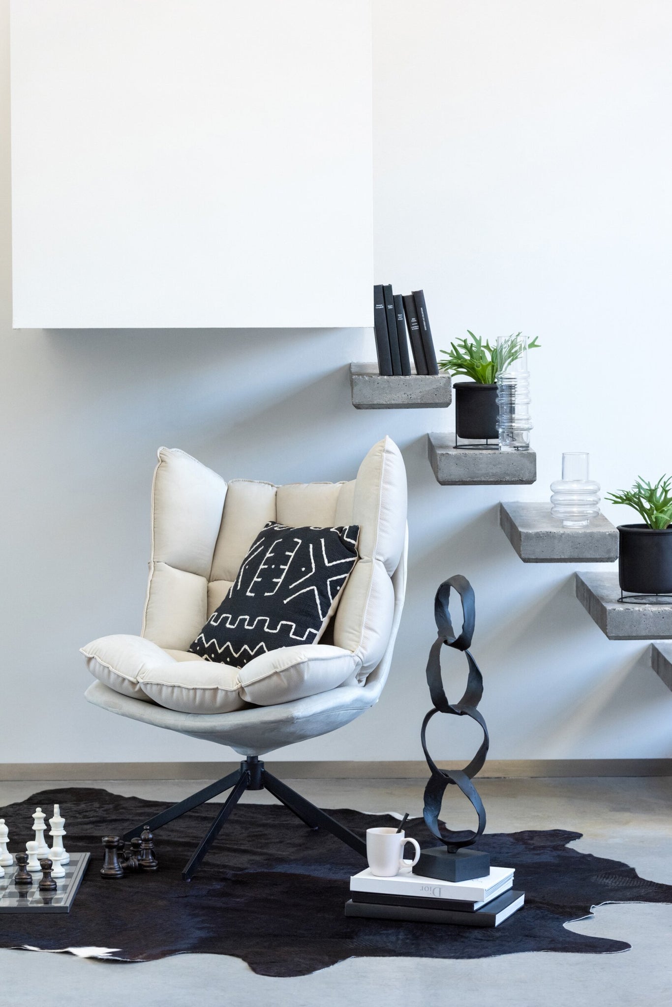 Sessel Relax Kissen auf Gestell Textil/Metall Beige