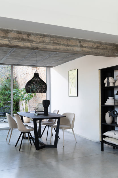 Rack Molly Exotic Wood/Rattan Black