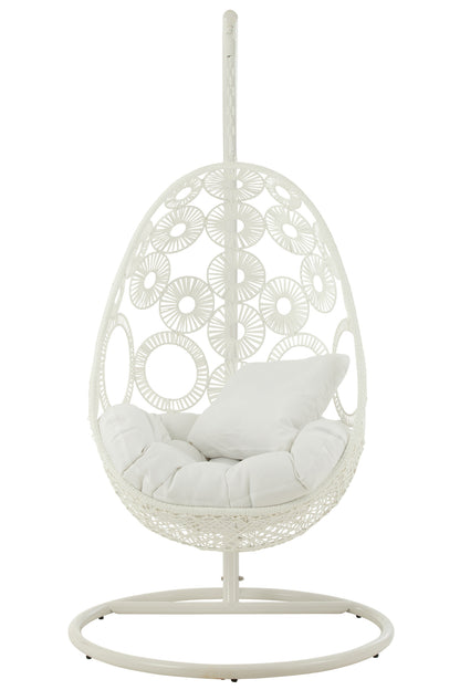 Hanging Chair+Cushions Bula Metal/Reed White