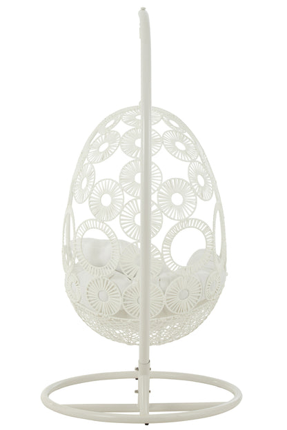 Hanging Chair+Cushions Bula Metal/Reed White