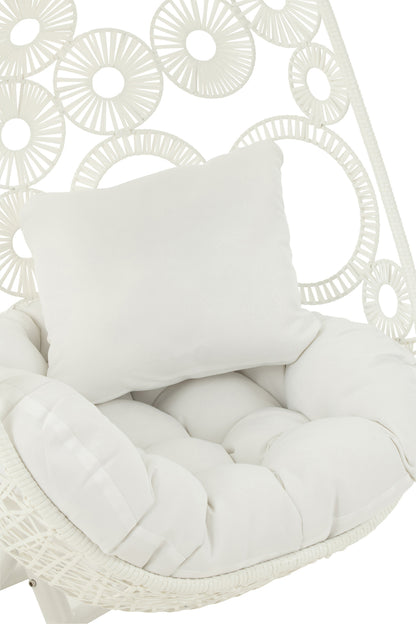 Hanging Chair+Cushions Bula Metal/Reed White