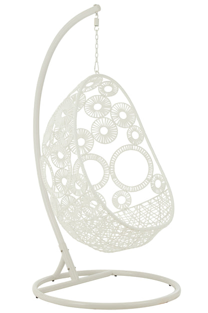 Hanging Chair+Cushions Bula Metal/Reed White