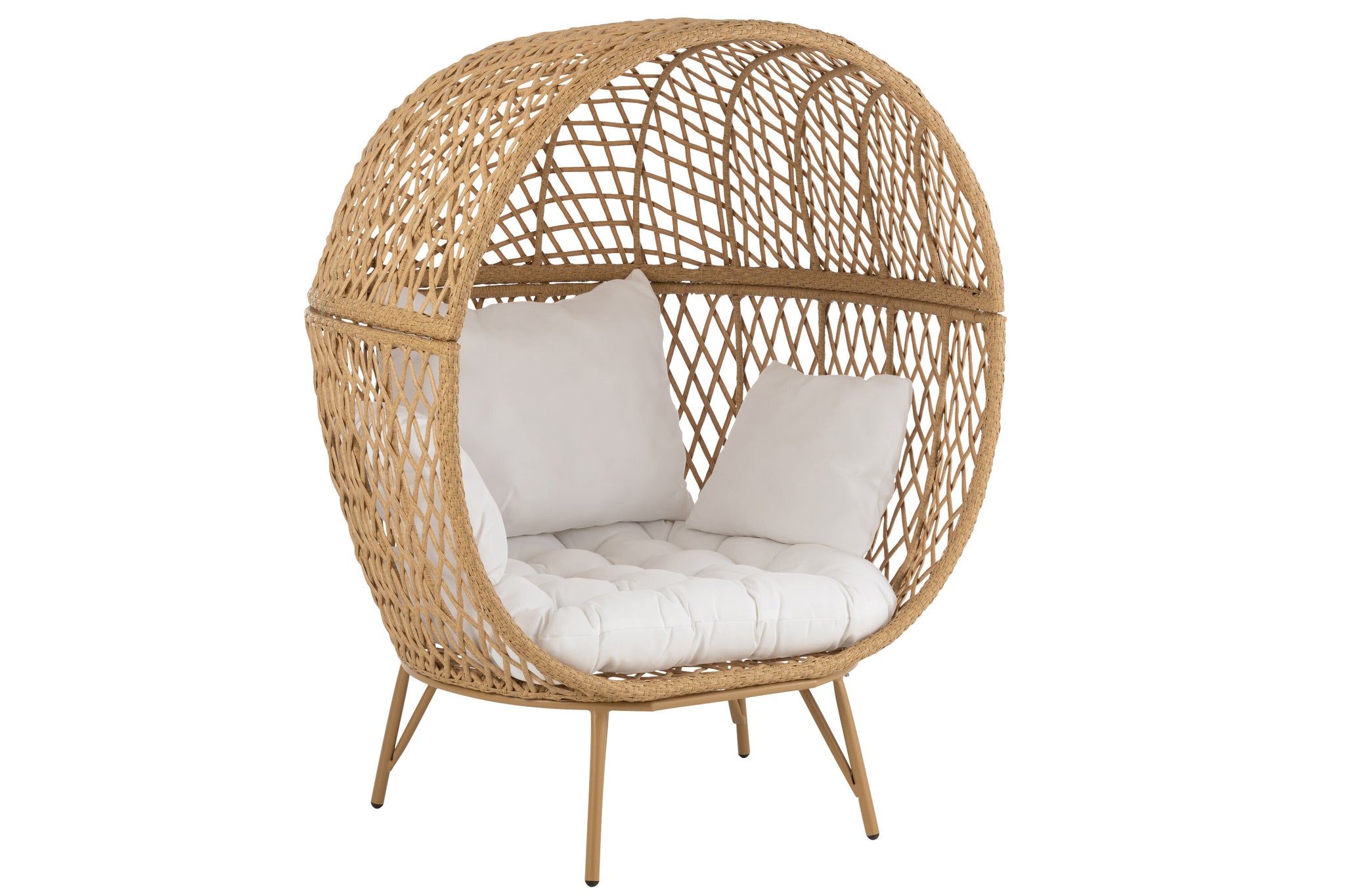 Loungechair+Cushions Eva Metal/Reed Beige