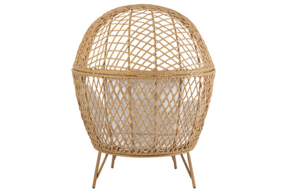 Loungechair+Cushions Eva Metal/Reed Beige