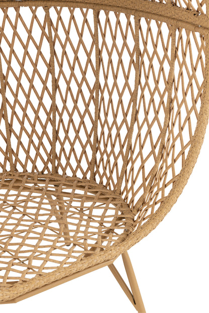 Loungechair+Cushions Eva Metal/Reed Beige