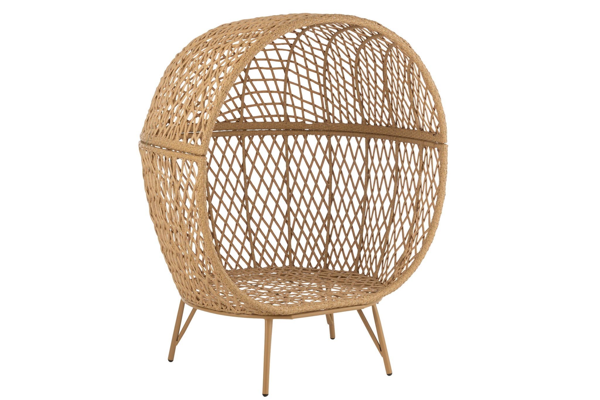 Loungechair+Cushions Eva Metal/Reed Beige