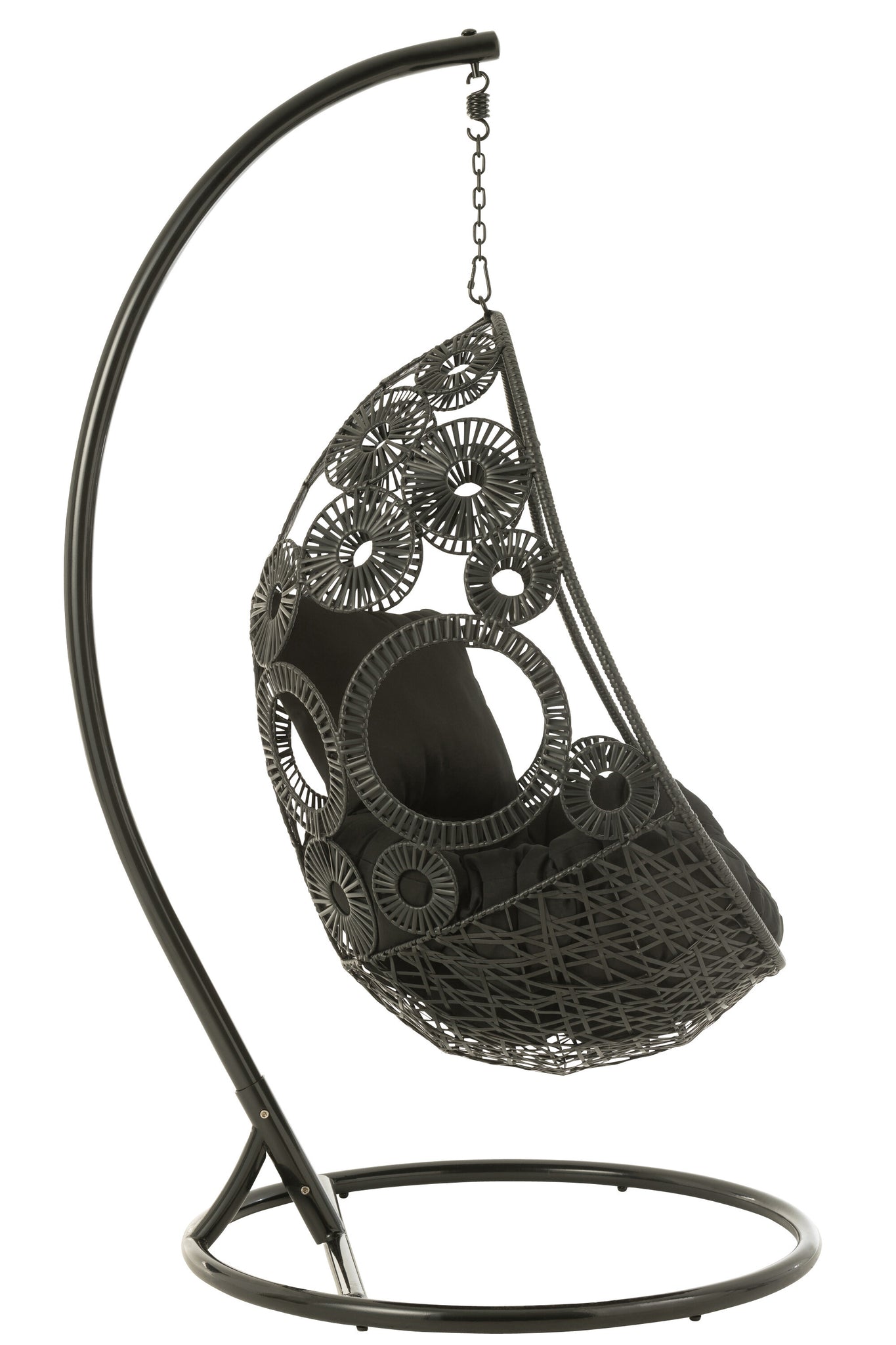 Hanging Chair+Cushions Bula Metal/Reed Black