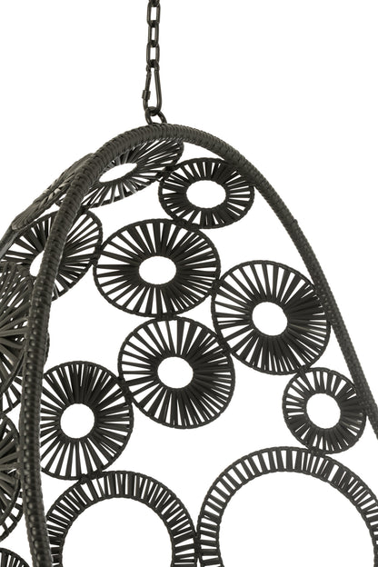 Hanging Chair+Cushions Bula Metal/Reed Black