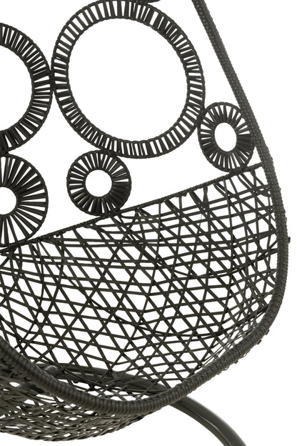 Hanging Chair+Cushions Bula Metal/Reed Black