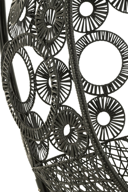 Hanging Chair+Cushions Bula Metal/Reed Black