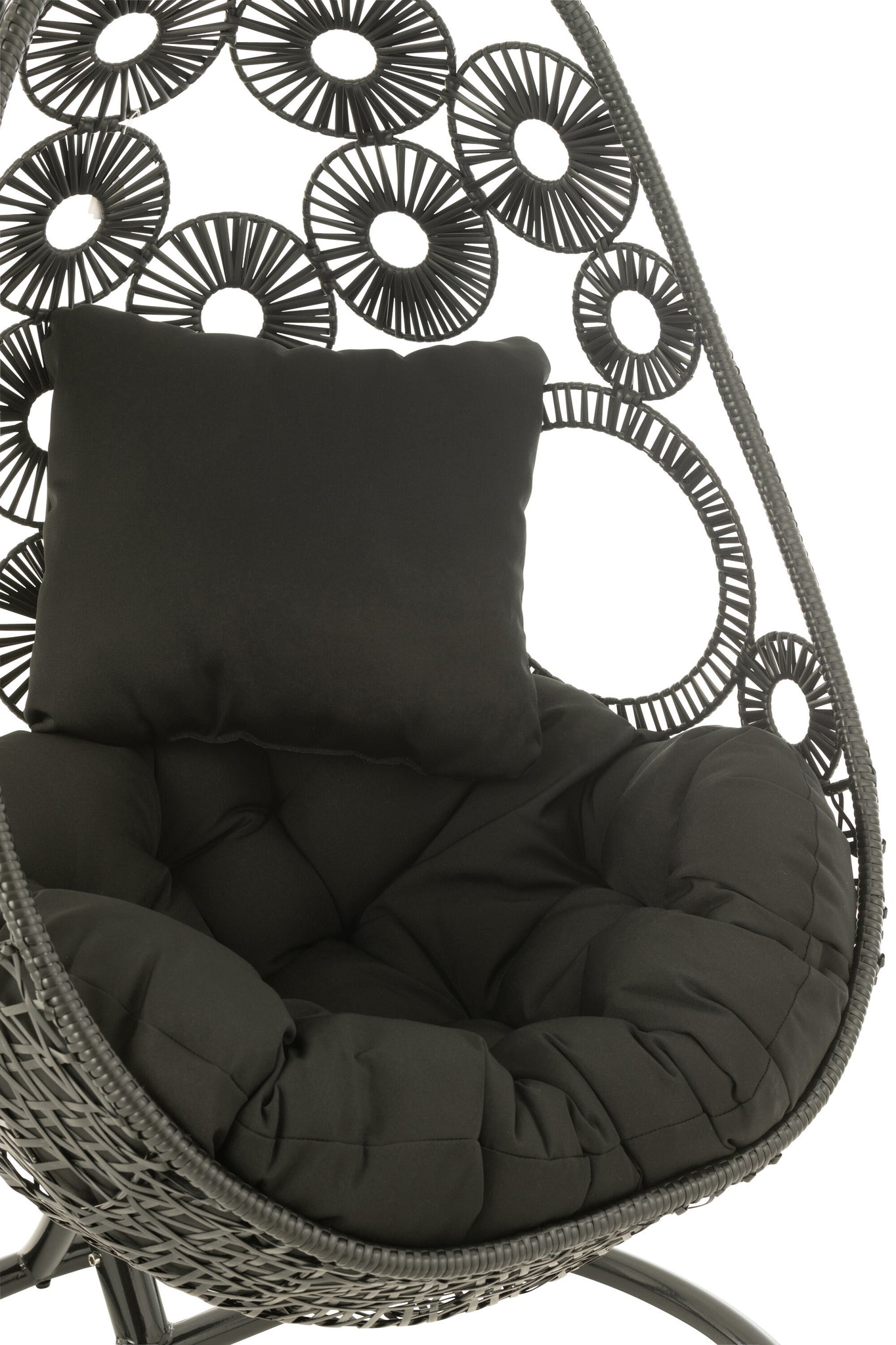 Hanging Chair+Cushions Bula Metal/Reed Black