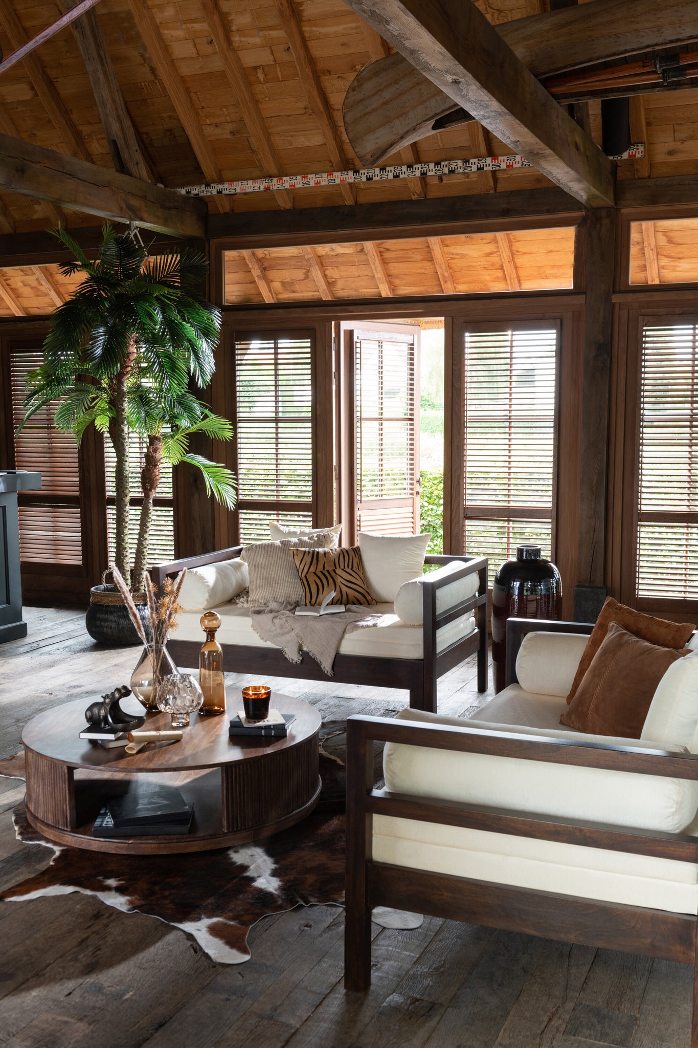 Sofa/Bed Conie Mattress+4Cushions Mango Wood Dark Brown