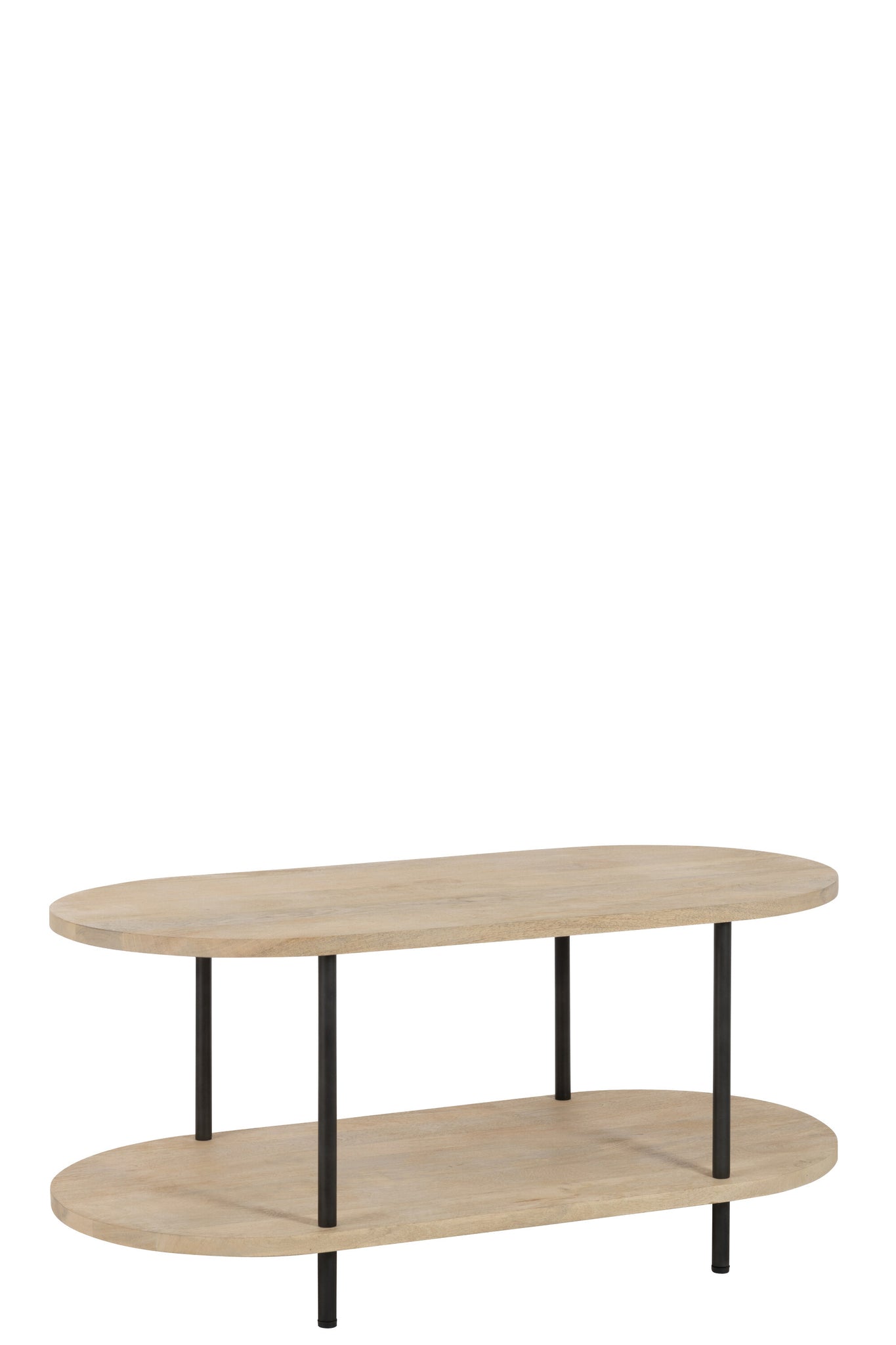 Coffee Table Oval Eli 2Shelves Mango Wood/Iron Natural/Grey