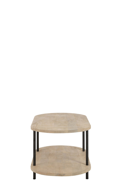Coffee Table Oval Eli 2Shelves Mango Wood/Iron Natural/Grey