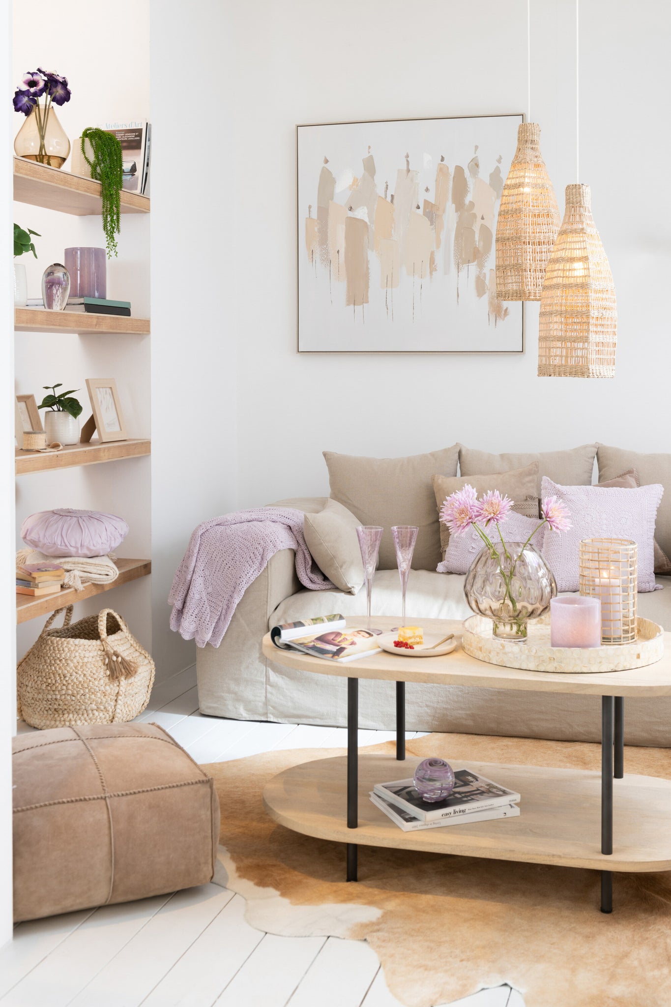 Coffee Table Oval Eli 2Shelves Mango Wood/Iron Natural/Grey